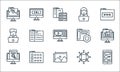 web development line icons. linear set. quality vector line set such as web, image, search, networking, menu, developer, settings Royalty Free Stock Photo