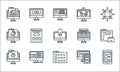 Web development line icons. linear set. quality vector line set such as web, menu, bug, responsive de, computer, promotion, Royalty Free Stock Photo