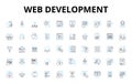 Web development linear icons set. HTML, CSS, JavaScript, PHP, Python, Ruby, TypeScript vector symbols and line concept