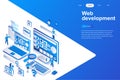 Web development modern flat design isometric concept. Developer and people concept. Landing page template. Royalty Free Stock Photo