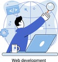 Web development process of creating website or web application, coding and programming internet site