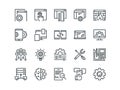 Web Development. Set of outline vector icons. Includes such as UX, Coding, Interface and other. Editable Stroke. 48x48 Royalty Free Stock Photo
