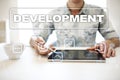 Web development tools concept on virtual screen. Programming language and scripts. PHP, SQL, HTML, Java and others. Royalty Free Stock Photo