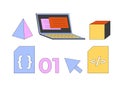 Web development tools 2D cartoon objects set Royalty Free Stock Photo