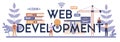 Web development typographic header concept. Coding, testing
