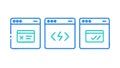 Web Development UI Icons: Browser Windows with Code and Checkmark, vector design Generative AI Royalty Free Stock Photo