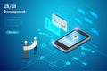 Web development , UX, UI desgin concept. Software engineers discussing on software coding and programming on application in Royalty Free Stock Photo