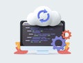 Web development vacancy, IT specialist job, cloud architect career 3D color icon. IT technology specialist, network app