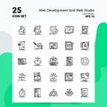 25 Web Development And Web Studio Icon Set. 100% Editable EPS 10 Files. Business Logo Concept Ideas Line icon design