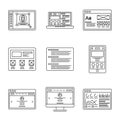 Web development and wireframes line icons set. Collection of outline illustrations for website or logo design template Royalty Free Stock Photo