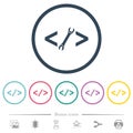 Web development with wrench flat color icons in round outlines