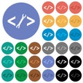 Web development with wrench round flat multi colored icons