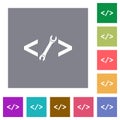 Web development with wrench square flat icons