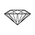 Diamond icon. Vector black and white outline