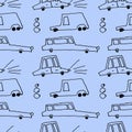 Doodle cars pattern. Seamless texture