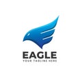 eagle phoenix wings fire flame blue abstract modern shape logo
