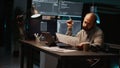 Web engineer thinking about programming solution Royalty Free Stock Photo