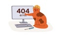 404, web error, page not found mistake, website access failure. Wrong failed webpage design with cute funny cat. Loading