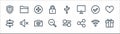 web essentials line icons. linear set. quality vector line set such as gift box, share, zoom out, direction, add, usb, file Royalty Free Stock Photo