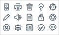 web essentials line icons. linear set. quality vector line set such as message, adress book, cancel, direction, pen, lock, idea,