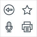 Web essentials line icons. linear set. quality vector line set such as printer, microphone, favorite