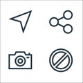 Web essentials line icons. linear set. quality vector line set such as prohibition, camera, share