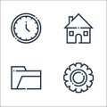 Web essentials line icons. linear set. quality vector line set such as settings, empty folder, home