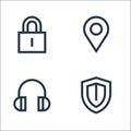 web essentials line icons. linear set. quality vector line set such as shield, headphone, location