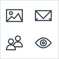 Web essentials line icons. linear set. quality vector line set such as view, users, email