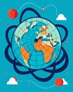 The web expands with every passing day capturing more and more stressors like a neverending spiral.. Vector illustration