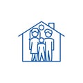 Family house line icon concept. Family house flat  vector symbol, sign, outline illustration. Royalty Free Stock Photo