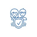 Family insurance line icon concept. Family insurance flat  vector symbol, sign, outline illustration. Royalty Free Stock Photo