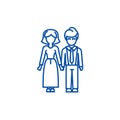 Family,woman and man line icon concept. Family,woman and man flat  vector symbol, sign, outline illustration. Royalty Free Stock Photo