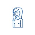 Female attentiveness line icon concept. Female attentiveness flat vector symbol, sign, outline illustration.