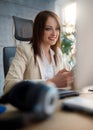 Web female designer working in a design studio Royalty Free Stock Photo