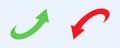 Financial arrows up and down. Green and red arrow. Increase and decrease.