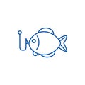 Fishing illustration line icon concept. Fishing illustration flat  vector symbol, sign, outline illustration. Royalty Free Stock Photo