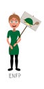 Flat activist woman vector represents ENFP personality