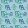 Floral seamless pattern on a blue background . hand  drawn Royalty Free Stock Photo