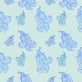 Floral seamless pattern on a blue background. Royalty Free Stock Photo