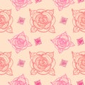Floral seamless pattern. hand drawn vector on pink background Royalty Free Stock Photo