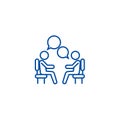 Focus group research line icon concept. Focus group research flat vector symbol, sign, outline illustration.