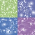 Four different color backgrounds with glitter and patterns