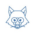 Fox head sign line icon concept. Fox head sign flat  vector symbol, sign, outline illustration. Royalty Free Stock Photo