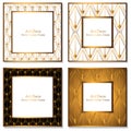 Square frame set with white for your text. Gold pattern white black and gold background. Royalty Free Stock Photo