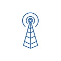 Frequency antenna,radio tower line icon concept. Frequency antenna,radio tower flat vector symbol, sign, outline
