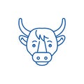 Funny cow line icon concept. Funny cow flat  vector symbol, sign, outline illustration. Royalty Free Stock Photo