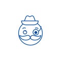 Gentlemen emoji line icon concept. Gentlemen emoji flat vector symbol, sign, outline illustration.