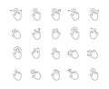 Web gesture hand icons. Simple icons with hand using smartphone, sign fingers touch, click, zoom, rotate, tap display