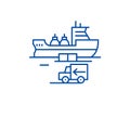 Global shipping line icon concept. Global shipping flat  vector symbol, sign, outline illustration. Royalty Free Stock Photo